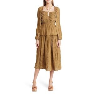 Anthropology moon river olive green dress medium
